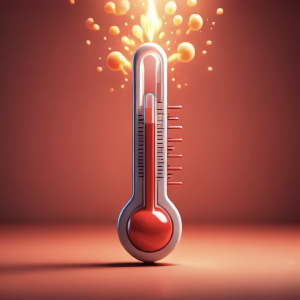 Cartoon of sizzling thermometer